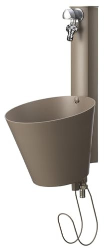 Fontana a Parete da Giardino con doppio Rubinetto 49x23x26,6 cm Belfer 42/PRS Tortora