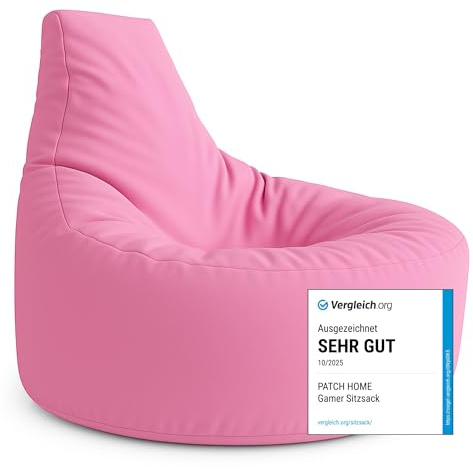 PATCH HOME Gamer Kissen & Lounge Sitzsack – befüllbar mit Reißverschluss, gefüllt mit Styropor, geeignet für In- & Outdoor. Perfekt als Gaming Sessel Sitzkissen (Altrosa, Ø 65cm x Höhe 70cm Junior)