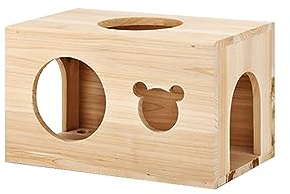 CHIIRAKU Chinchilla Maison Animal de Compagnie Maison Chinchilla Hideout Bois Naturel Pas de Peinture Stylo en Bois Sûr Durable Affûtage des Dents (Nature, Moyen)
