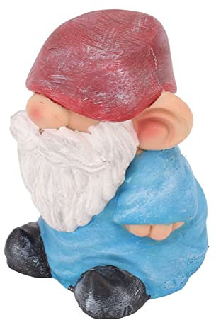 WOOXGEHM Statue de GNOME Vintage Nain de Jardin, Décor de GNOME Coquin Extérieur, Dessus de Table à la Maison, Statue de GNOME D'intérieur pour Patio, Pelouse(Bleu)