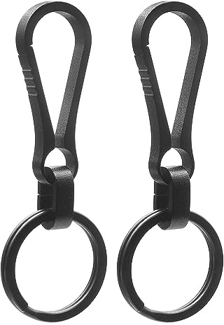 KCFEV 2 PCS Schwarz Titan Karabiner Schlüsselanhänger Schlüsselclip mit Schlüsselring, Schlüsselanhänger Clips Schlüsselhaken Halter