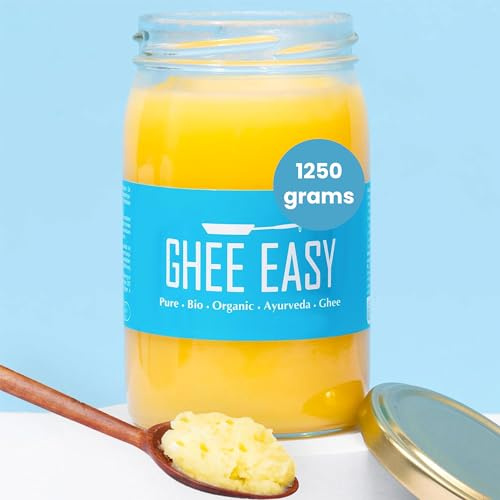 Ghee Easy 1250g Organic Ghee from Grass-Fed Cows - Lactose Free Ayurvedic Ghee, Gluten Free - 100% European, No Additives - Certified Organic & Biodynamic