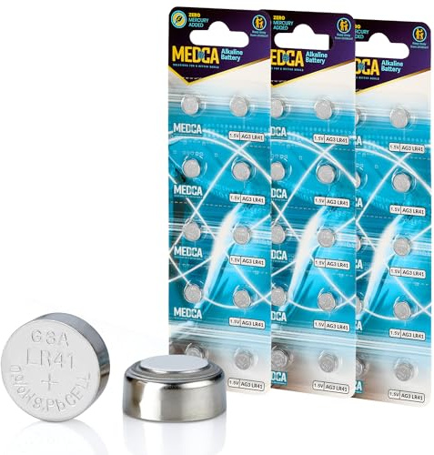 1,5 V Alkaline-Batterien – LR41, 192, 92A, LR736 und AG3 Batterie – Knopf-Knopf-Knopfzelle für Hörgeräte, Verstärker, Uhren, Spielzeug, Fernbedienungen, Taschenrechner, Laser, langlebige Leistung,