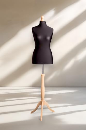 LUSORIA Schneiderpuppe, Schneiderbüste weiblich schwarz/helles Holz (L 40/42)