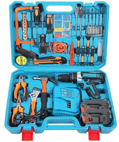 Kit Trapano Avvitatore a Batteria, Avvitatore con 2 Batterie da 18V, Trapano 54 in 1 con Attrezzi e Inserti, Trapano a Percussione per Casa Bricolage Fai da Te