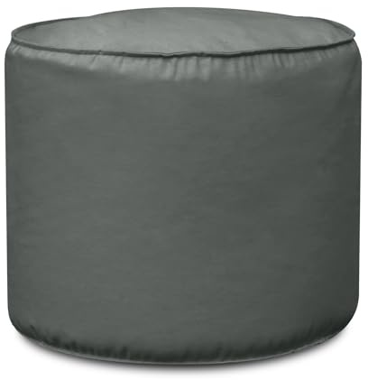 Deshome - Sitzhocker Sitzpouf Outdoor Pouf rund Ø 60 cm mit abnehmbarem Bezug für den Garten: Sitzsack mit Füllung, Design Bean Bag Chair Light Pouf Grau