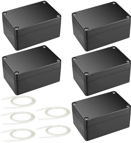 Scatola Derivazione Esterna,Scatola Stagna Elettrica da Esterno,Cassetta Derivazione Esterna,scatola elettrica da esterno,scatola derivazione nera, 5 pezzi, 58 x 83 x 34 mm,Nero