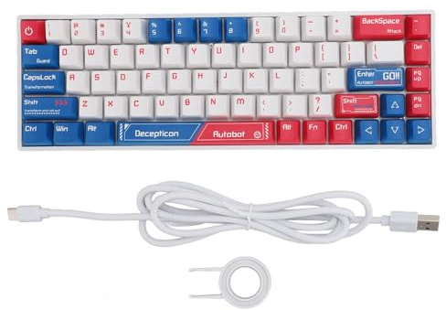 Denash Mechanische Gaming-Tastatur, Kabellose Bluetooth-Tastatur mit RGB-Hintergrundbeleuchtung und Rotem Schalter, Kompakte Tastatur mit 68 Tasten für Windows-Laptop-PC-Gamer