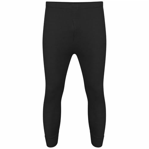 2 x par termiska Long Johns-byxor för män, mjukt stretchtyg botten varma underkläder, vinter baslager lätta herrunderkläder, UK storlek S-6XL, Svart, 5XL