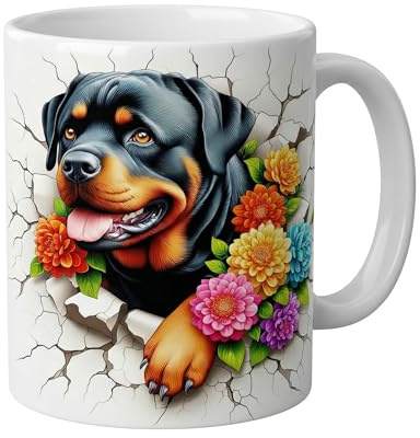 Shopi Zone Taza de cerámica, raza de perro Rottweiler, taza animales, taza creativa, tazas únicas para momentos inolvidables
