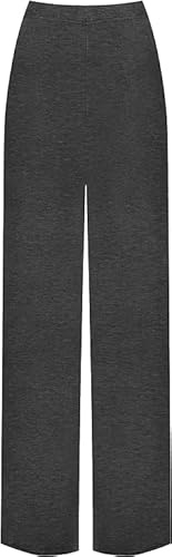 Women's Plain Palazzo Trousers - Wide Leg - Ladies Pants - Elasticated Waist - Flared Culotte - UK (UK, Numeric, 8, 26, Regular, Regular, XXXL (24-26), Dark Grey)