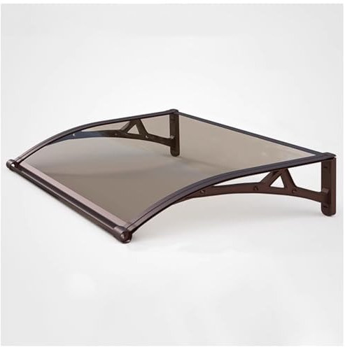 Tettoia con Grondaia Grande Tettoia Per Porta D'ingresso Tettoia Per Giardino Tettoia Silenziosa Tettoia Per Porta D'ingresso Robusta con Staffa in Alluminio Per Giornate di Pioggia Neve E(Brown,60*10