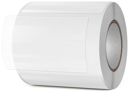YIKIADA 50 × 76 mm genomskinliga klistermärken, rektangulära självhäftande prickar, etikettskydd, självhäftande klistermärken, vattentät rulle för kuvert, lådor, paket, presenter, etiketter