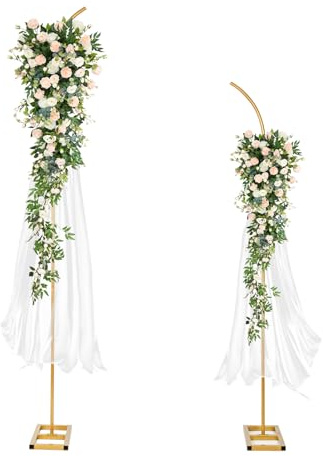 awagas Gold Traubogen Hochzeitsbogen Gestell, 2,05 m & 2,4 m Ballonbogen Gewölbter Hintergrundrahmen Hochzeitsbogen Set für Hochzeit Zeremonie Geburtstag Babyparty Dekoration ahrestag Valentinstag