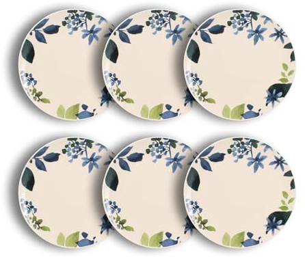 NOVASTYL - Lot 6 assiettes plates bleuet 26cm en grès - 2614525