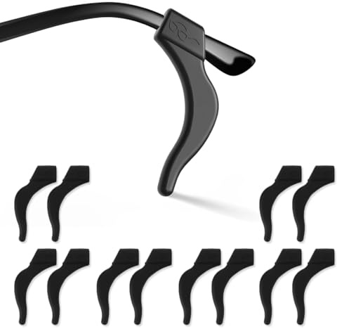 Brillenhalter Ohr für Brillenbügel, 6 Paare Silikon Brille Antirutsch, Brillenbügel Überzüg, Antirutsch für Brillen, Antirutsch Halterung, Anti Rutsch Brille, Ohrbügel für Brillen, Groß Schwarz