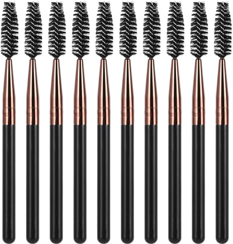 10 Pcs Brown Mascara Brush Wands - Reusable Spoolies Eyelash Brushes for Precise Lash Grooming & Makeup Application Brown