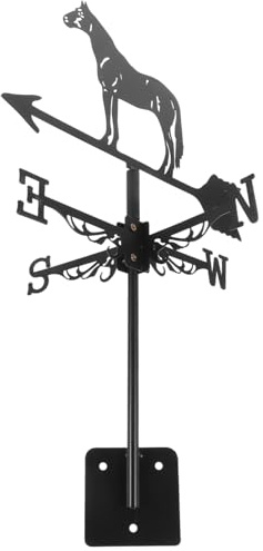 TOYANDONA Veleta de Hierro Negro para Jardín y Patio Indicador de Dirección del Viento, Diseño Vintage, Decoración Exterior Funcional y Resistente