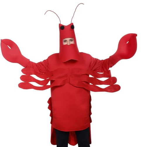 Aleshime Adult Lobster Costume - Red Lobster Crab Mens Ladies Halloween Novelty Fancy Dress Costume Funny Sea Animal Outfit