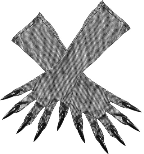 Rakiuty Handschuh für Kostüm Halloween Party,Handschuhe mit Nägeln Lange Krallen,Gruseligen Langen Pfotenhandschuhe,Fingernägel Handschuhe Krallen Halloween,Grau