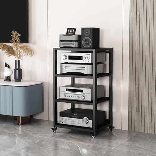4-våningars AV-mediastativ i trä, flyttbart HiFi-ställ och stereokomponentskåp, hörnhylla för TV och CD-spelare, underhållningscenter för hem och kontor,A-One Size
