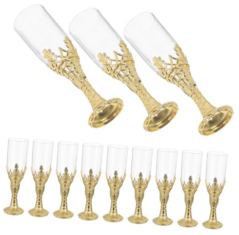 TOPBATHY Lot De 12 Coupes Décoratives Vintage En Verre à Vin Doré, Réutilisables, Style Médiéval, Adaptées Aux Cérémonies Religieuses, Mariages Et Fêtes, Petit Gobelet à Toast