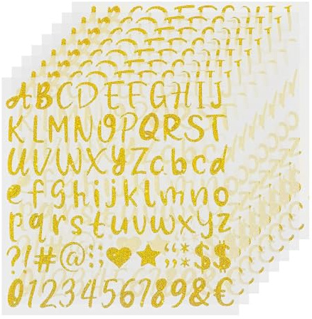 LianSinGo 648pcs Glitter Letter Stickers, Waterproof Self-Adhesive Alphabet Number & Symbol Decals for Crafts Decor