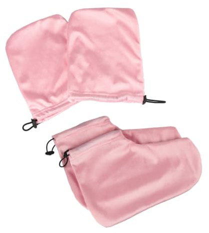 STOBAZA Paraffintherapie Handschuhe zur Feuchtigkeitsaufnahme und Wachsfußüberzüge Satz und Wärmehaltung 2 Paar aus Baumwolle und Plüsch für Paraffinbäder