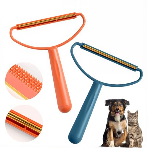 THQAE 2 Pezzi Levapelucchi Manuale Riutilizzabile, Togli Pelucchi per Rimuovi Peli Gatto e Cane, Portatile Leva Pelucchi per Maglioni, Abbigliamento e Tappeto (Arancione e Blu)