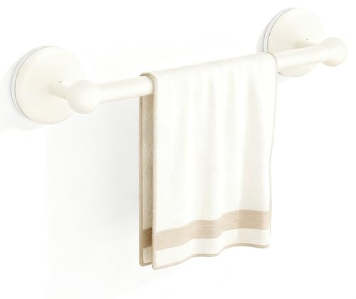 Biutimarden Toalleros con Ventosa de Pared Impermeable Soporte para Toallas Sin Taladrar Multifuncional Moderno Portatoallas para Baño y Cocina (Blanco Crema, 30 CM)