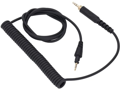 Coiled Audio Cable with 3.5mm Plug and 6.3mm Adapter, Replacement Spring Sound Cable OFC Copper Core for DJ Headphones, Locking Connector Extension Cord for Pioneer HDJ-CUE1/HDJ-X5 Series