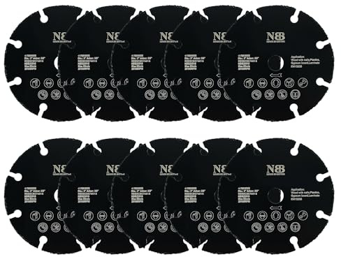NBB Disco da taglio in carburo per tagliare legno con chiodi laminati plastica e cartongesso profili in alluminio sega in carburo lama in carburo di tungsteno per smerigliatrice (10, 76mm)