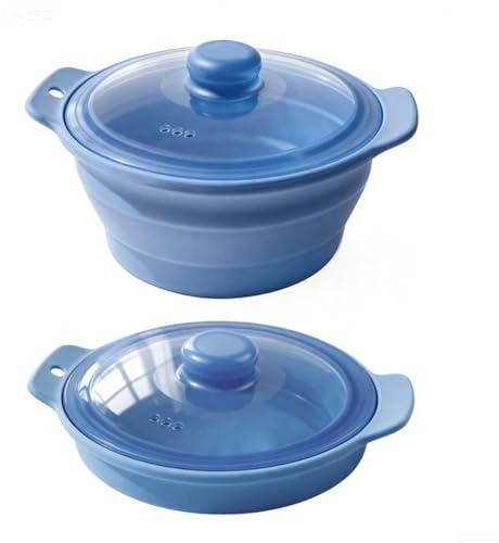 Vaporera de silicona para microondas y horno, resistente al calor hasta 250 °C, superficie antiadherente, apto para lavavajillas, cesta de vapor para verduras y verduras, juego para cocinar carne de
