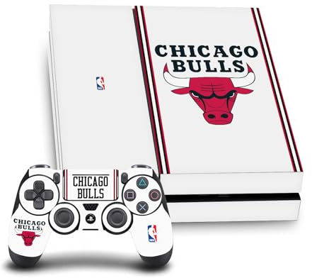 Head Case Designs Officially Licensed NBA White Design Chicago Bulls Logo Vinyl Sticker Gaming Skin Decal Cover Compatible With Sony PlayStation 4 PS4 Console and DualShock 4 Controller Bundle