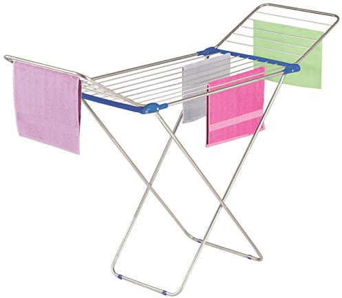 Casabriko 43917 Stendibiancheria a Cavalletto con Ali, Acciaio Inox/Alluminio Anodizzato, Blu, 55x6x133 cm