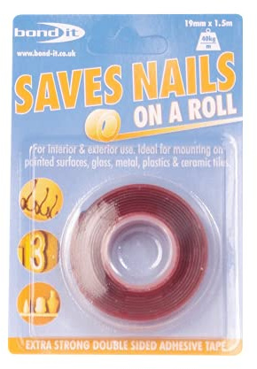Bond It Saves Nails No More Nails Double Sided Tape Permanent Tape 19mm x 1.5m Roll
