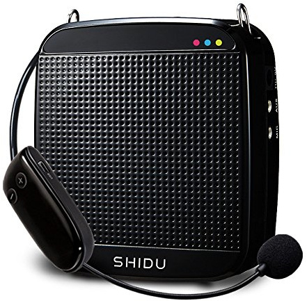 Amplificador de Voz inalámbrico, SHIDU UHF 18W Sistema de PA portátil Recargable Altavoz con micrófono inalámbrico Auriculares para Maestros, Canto, Instructores de Fitness, Yoga, Guías de Viaje