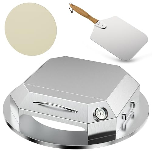 Onlyfire - Forno per pizza in acciaio inox per barbecue a carbonella da 55,9 cm, kit per forno per pizza, set di strumenti per pizza con camera per pizza, pietra per pizza, pala per pizza e termometro