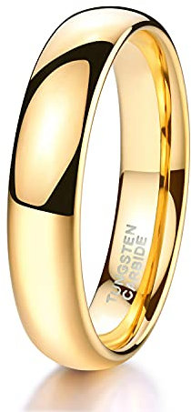 Zakk Ring Damen Herren 2mm 4mm 6mm 8mm Gelbgold Wolfram Poliert Schmal Ringe Verlobungsringe Ehering Hochzeitsband (4mm, 57 (18.1))