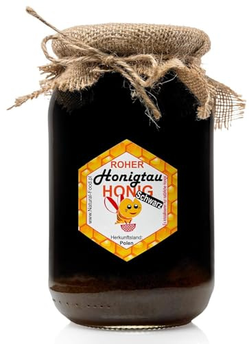 Natural Food - ROHER Honigtau - König der Honige - Roh - Natürlich - Sehr Gesund, ohne Zusätze - Ungefiltert - Nicht Geschleudert oder Erhitzt - 1,1 kg - Schwarzer Honig