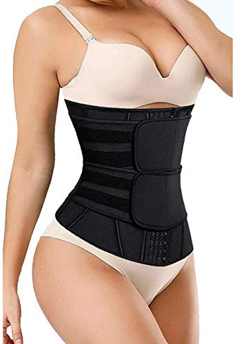 WILLQ Damen Waist Trainer Bauchweggürtel Sport Korsett Gurt Fitness Taillengürtel,Powergürtel Taillengürtel, Unterstützung fürs Training, Fitness,Schwarz,XXXL