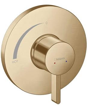 hansgrohe Ecostat S Modern Minimalist Easy Control 1-Handle Pressure Balance Shower Valve Trim in Brushed Bronze, 15739141