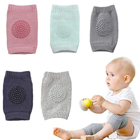 Simoda 5 paia Ginocchiere per neonati,Scaldamuscoli in cotone antiscivolo per bambini,Proteggi i bambini in modo che possano gattonare e giocare su terreni duri e freddi (#2)