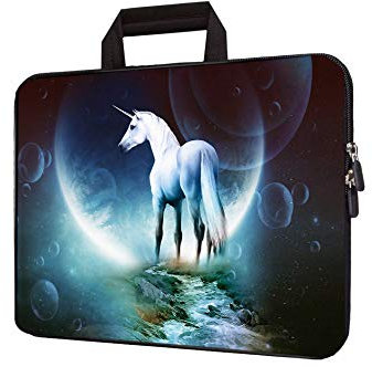 15 inch Neoprene Laptop Carrying Bag Chromebook Case Notebook Ultrabook Bag Tablet Travel Cover with Handle Zipper Carrying Sleeve Case Bag Fits 14 15 15.4 inch Netbook/Laptop (Moon)