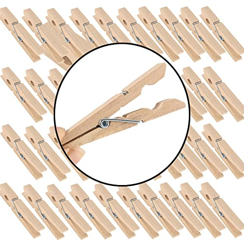 HOIGON 400 Pack 3 Inch Natural Wooden Clothes Pins, Sturdy Large Wooden Clothespins, Wood Clips with Spring, Wood Laundry Pins for Clothing, Craft, Hanging Photo, Clipping Snacks