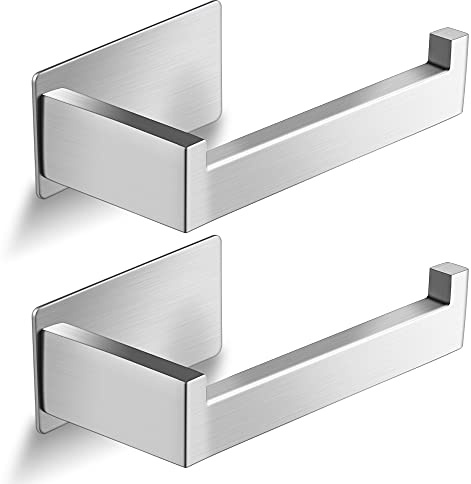 ZUNTO 2 PZ Porta Carta Igienica Argento Senza Foratura, Acciaio Inox 304 | Portarotolo Carta Igienica Adesivo per Bagno e Toilette, Accessori Bagno Autoadesivo da Muro