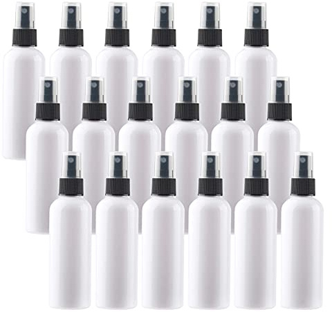 ZEOABSY 24 Stück Leer Kunststoff 100ml Weiß Sprühflasche Klein mit Schwarze Feinen Nebel Sprühpumpe, Zerstäuber Pumpflasche Parfumzerstäuber Reiseflaschen Set für Wasser Alkohol