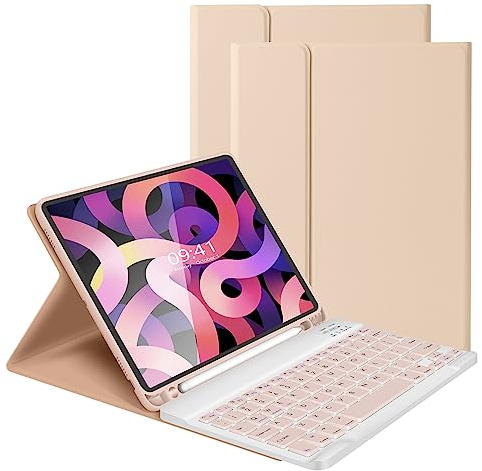 LAMA Funda con Teclado Bluetooth Compatible iPad Air 2022 5th Gen 10.9, iPad Air 2020 4th Gen, iPad Pro 2020 2th Gen 11 Pulgadas, Teclado Inalámbrico iPad Pro 2018 1th Gen. Funda Protectora QWERTZ