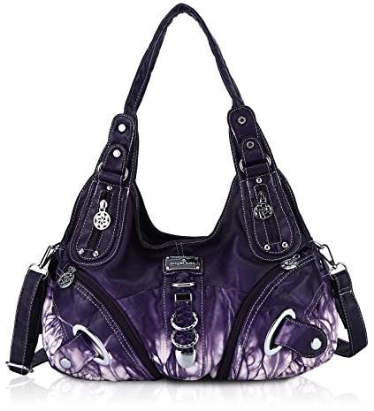 Angel Kiss Damen Schultertasche Hobo Tasche Umhängetaschen Schlusstaschen Henkeltaschen weiches PU Leder mit Reißver Handtasche Viele Fächer tolle tasche für Frauen