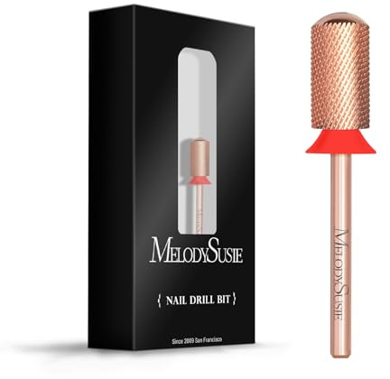 MelodySusie Safety Nail Drill Bits, 3/32'' Smooth Round Top Large Barrel Carbide Bits, Suitable for Manicure Pedicure Cuticle Gel Polishing, Beginners Bits, Rose Gold, Series Bit-S